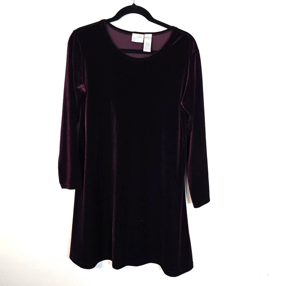 Vintage Jacqueline Ferrar Velvet Dress Women's 10 Plum A Line Whimsigoth Elegant